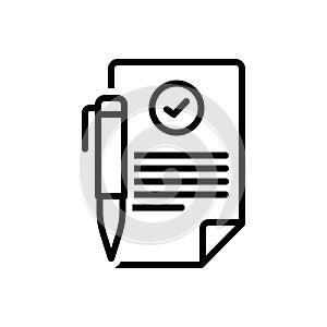 Black line icon for Contracting, agreement and annexure