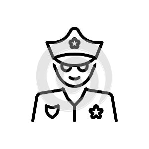 Black line icon for Cop, policeman and peeler