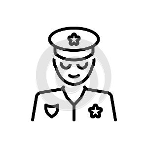 Black line icon for Cop, policeman and uniform