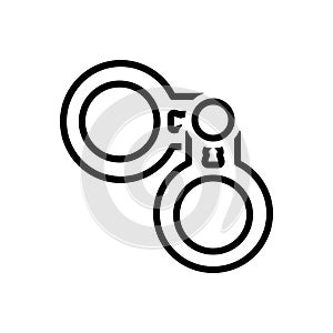 Black line icon for Crime, handcuff and criminal