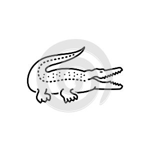 Black line icon for Crocodile, crocodilus and predator