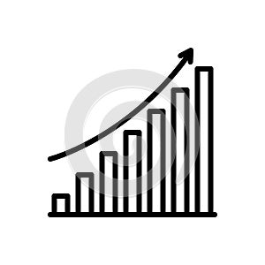 Black line icon for Cumulative, accumulative and stock