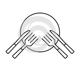 Black line icon for Cutlery, food and silverware