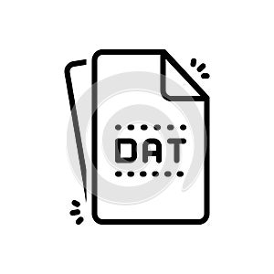 Black line icon for Dat, data file and document