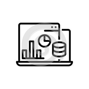 Black line icon for Data Base, data and connect