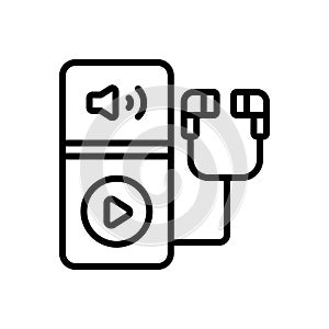 Black line icon for Deaf, device and machine