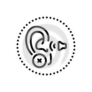 Black line icon for Deaf, unhearing and deafened