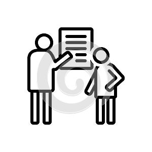 Black line icon for Debrief, communication and counseling