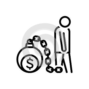 Black line icon for Debt, financial and loan