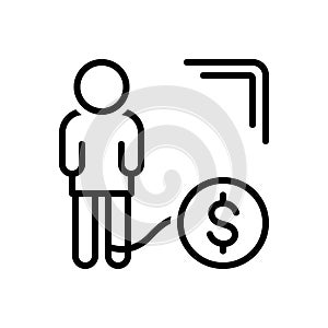 Black line icon for Debt, loan and arrears