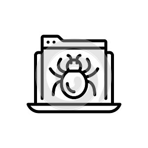 Black line icon for Debug, insect and code