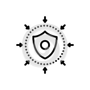 Black line icon for Defense, safeguard and defensive