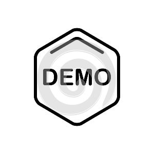 Black line icon for Demo, demonstration and exhibition