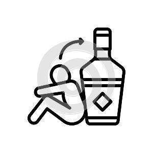 Black line icon for Depend, succumb and habit photo