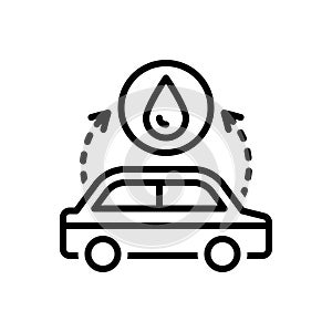 Black line icon for Depending, car and fuel
