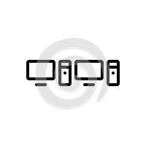 Black line icon for Desktop, computer and minicomputer