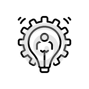 Black line icon for Development, evolution and cog