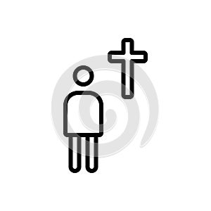 Black line icon for Devote, prayer and religion