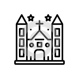 Black line icon for Diocese, chruch and building