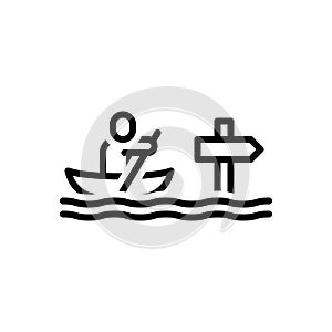 Black line icon for Direction, flank and boatman