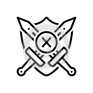 Black line icon for Disarm, daunt and weapon