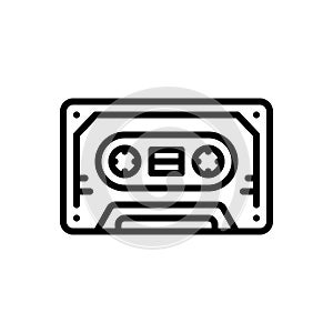 Black line icon for Disk, compact and tape