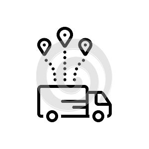 Black line icon for Distribution, delivery and location