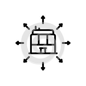 Black line icon for Distributions, delivery and trading