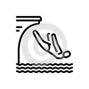 Black line icon for Diving, aqualung and dive