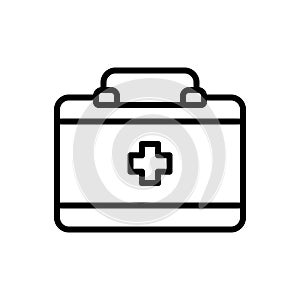 Black line icon for Doctor Bag, doctor and pharmacy