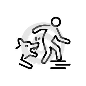 Black line icon for Dog bites, attack and animal