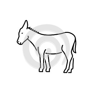 Black line icon for Donkey, mule and jackass photo