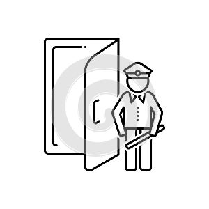 Black line icon for Doorman, doorkeeper and servant