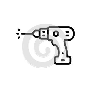 Black line icon for Drill, cordless and driller