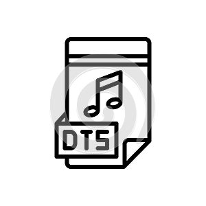 Black line icon for Dts, application and audio