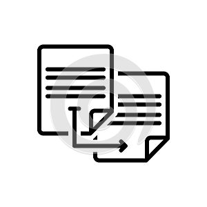 Black line icon for Duplicate, transcript and matching