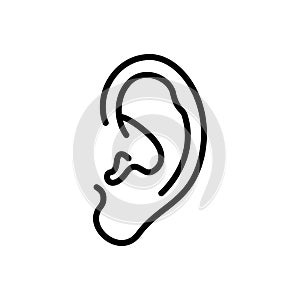 Black line icon for Ear, audible and anatomy