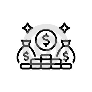 Black line icon for Earnings, stipend and salary