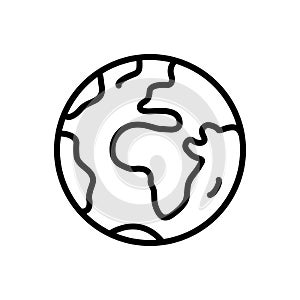 Black line icon for Earth, terra and globe