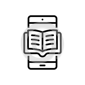 Black line icon for Ebooks, mobile and textbook