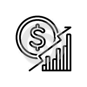 Black line icon for economics, business and grow