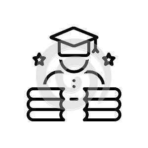 Black line icon for Educated, literate and reading