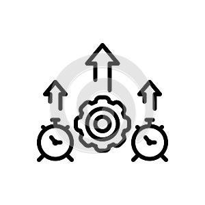 Black line icon for Efficiency, cogwheel and process