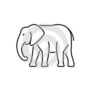 Black line icon for Elephant, herbivorous and trunk