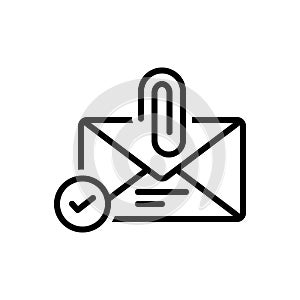 Black line icon for Email Attachment, attach and clip