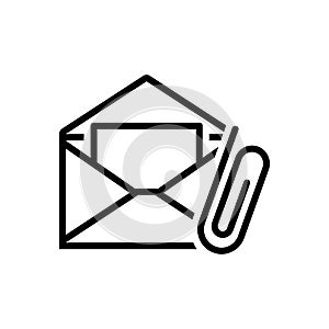 Black line icon for Email Attachment, attach and clip