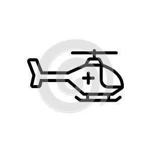 Black line icon for Emergency Helicopter, air medical and service