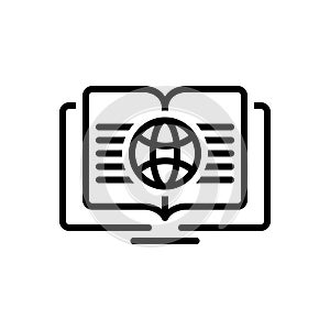Black line icon for Encyclopedia, reference book and world