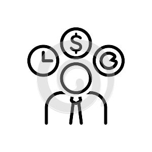 Black line icon for Entrepreneur, dealmaker and hustler