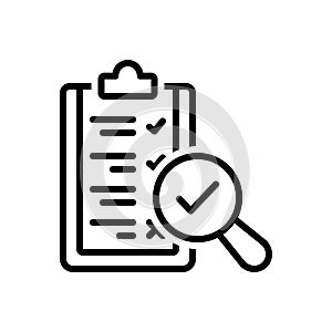 Black line icon for Evaluations, assessment and grading